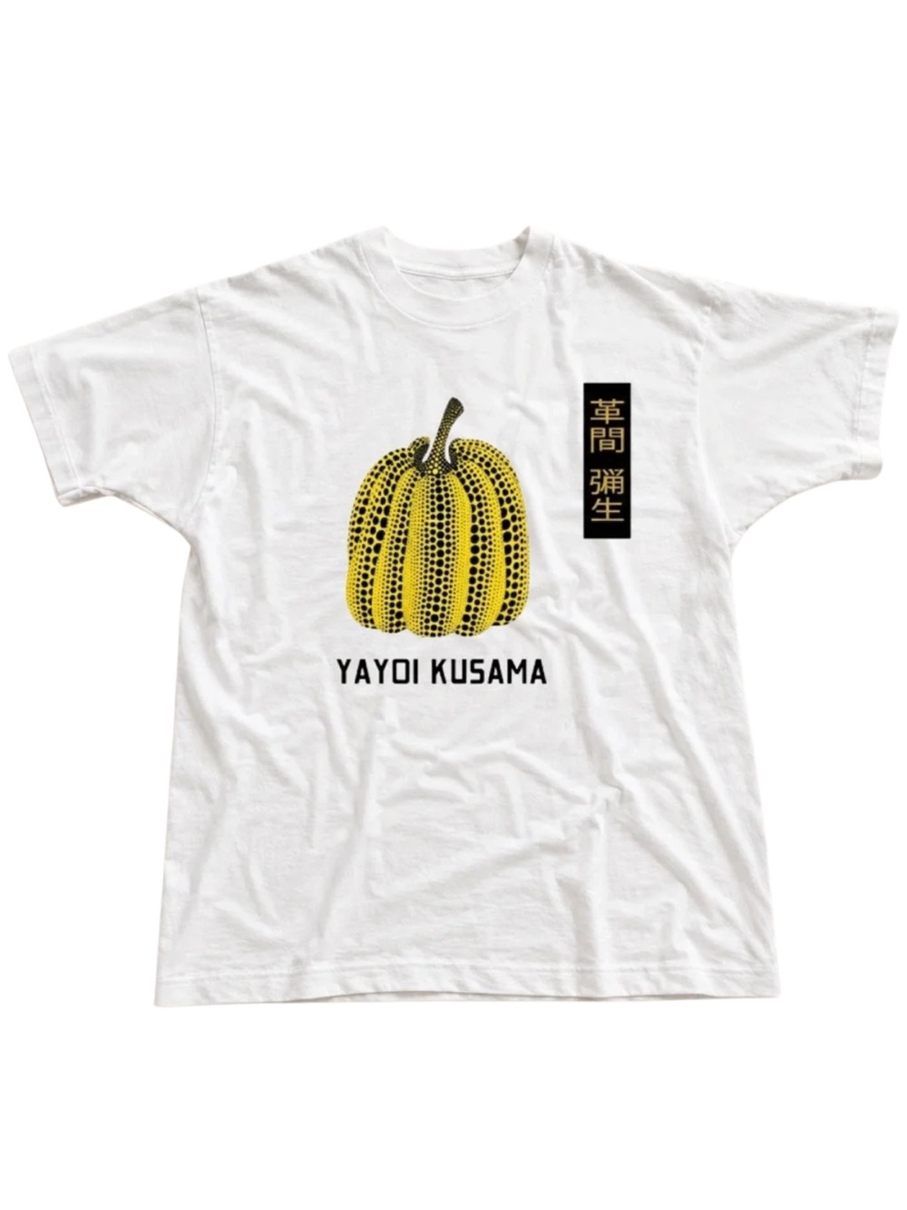 Gildan Yayoi White Graphic Tee with Yellow Pumpkin